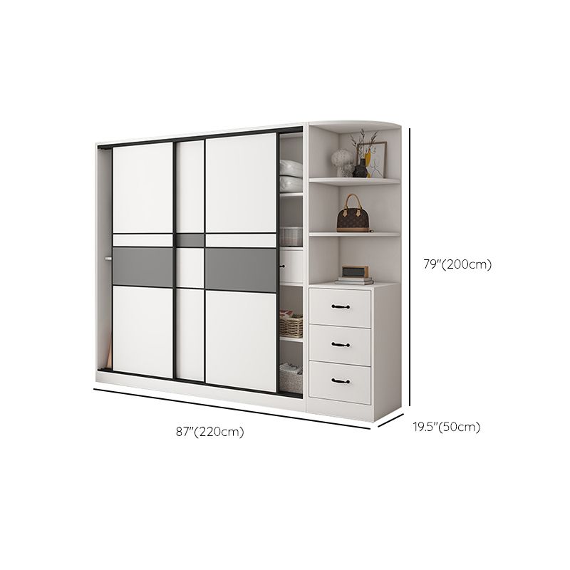 White and Gray Armoire Cabinet with Shelves Contemporary Youth Armoire