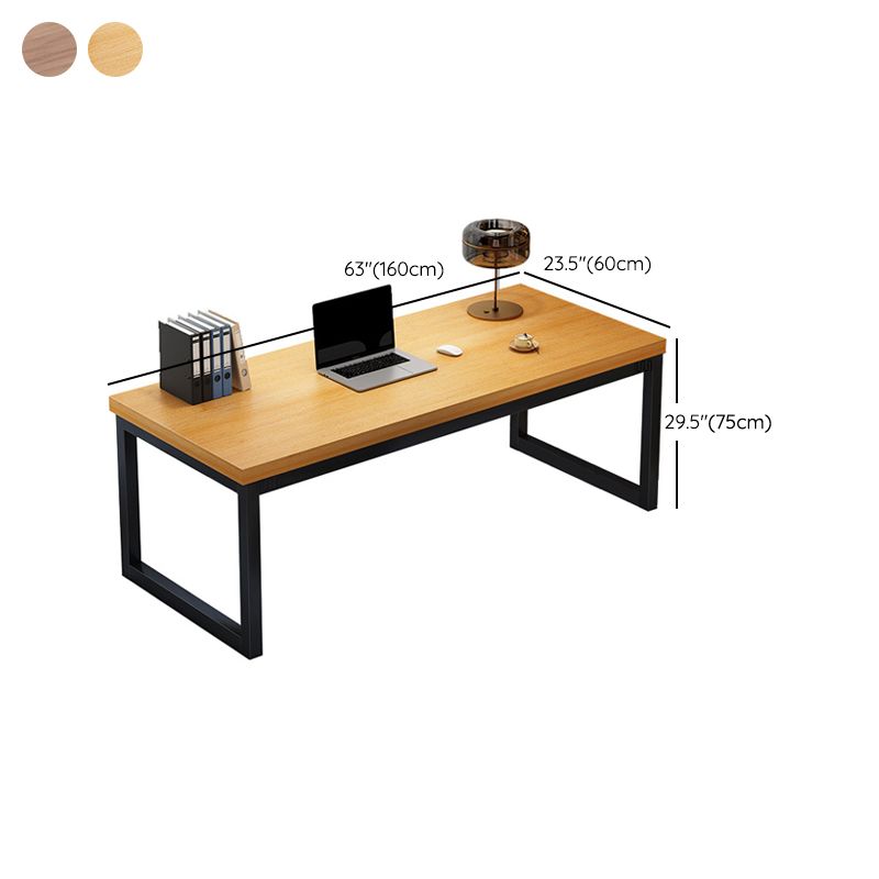 Contemporary Wooden Office Desk Antique Finish Rectangular Computer Desk with Metal Legs