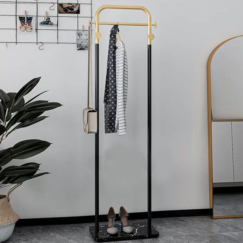 Modern Coat Rack Metal Framed Hanging Rail and 4 Hooks Hall Stand