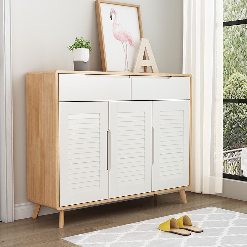 Contemporary Rubberwood Rectangle Cabinet with 2 Drawers Accent Cabinet