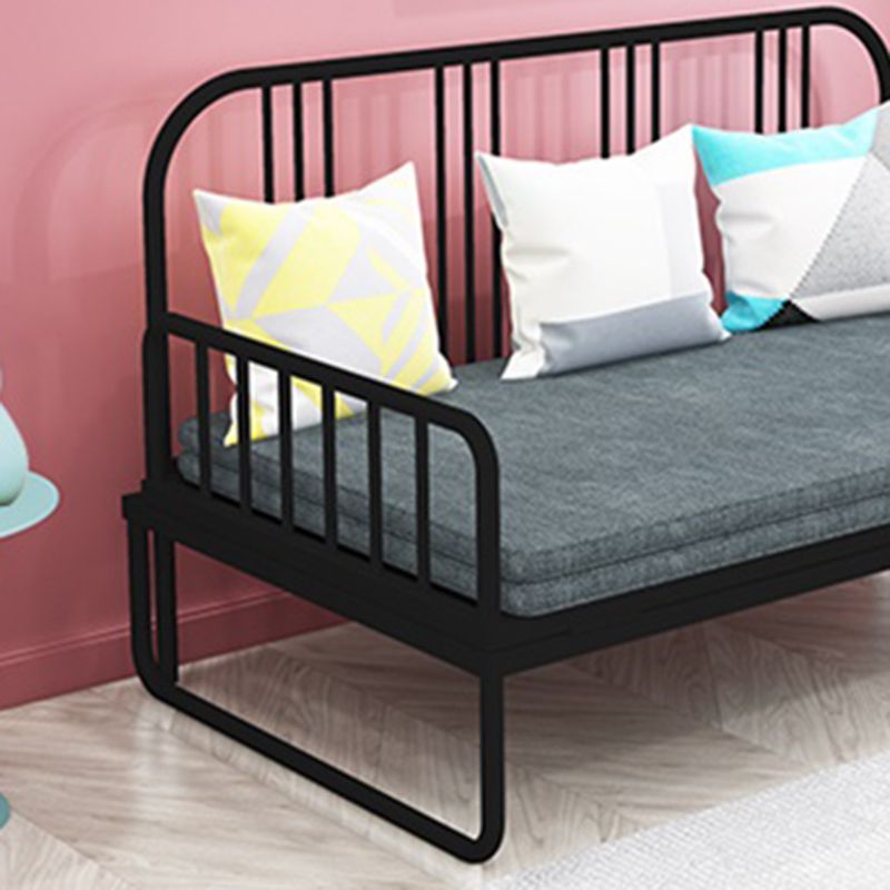 Metal Open Frame Daybed with Mattress Contemporary Daybed in Pure Black