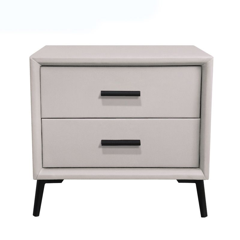 Two Drawer Solid Color Wood Nightstand 19.2"Tall Night Table