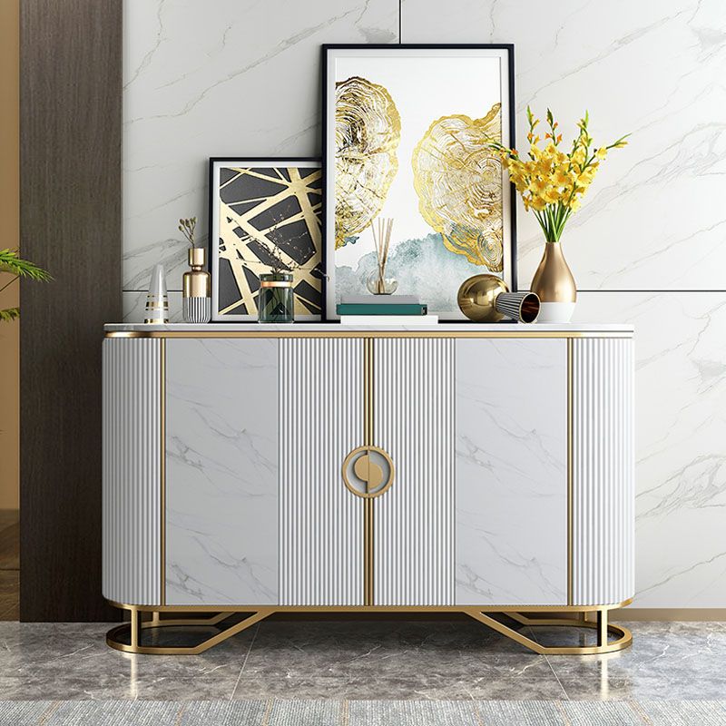 Glam Buffet Table Stone Sideboard Table with Doors for Dining Room