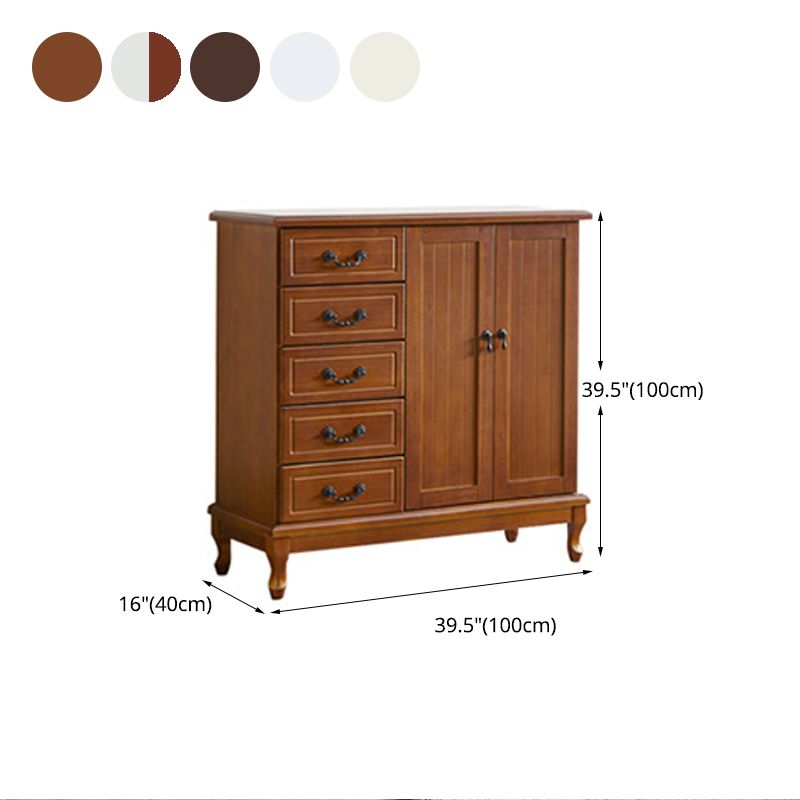 Traditional Style Storage Chest Wooden Combo Dresser in White and Brown