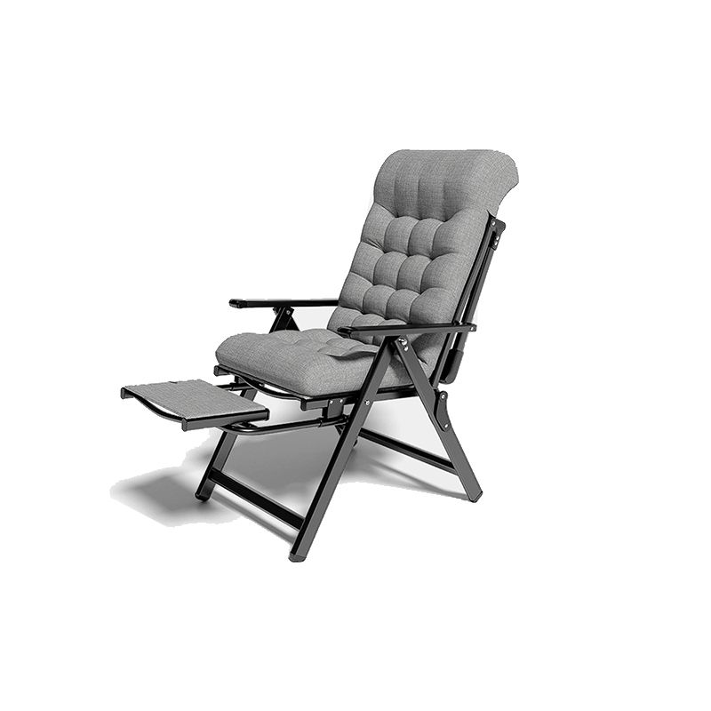 Contemporary Metal Base Recliner Chair with Arms and Position Lock Back