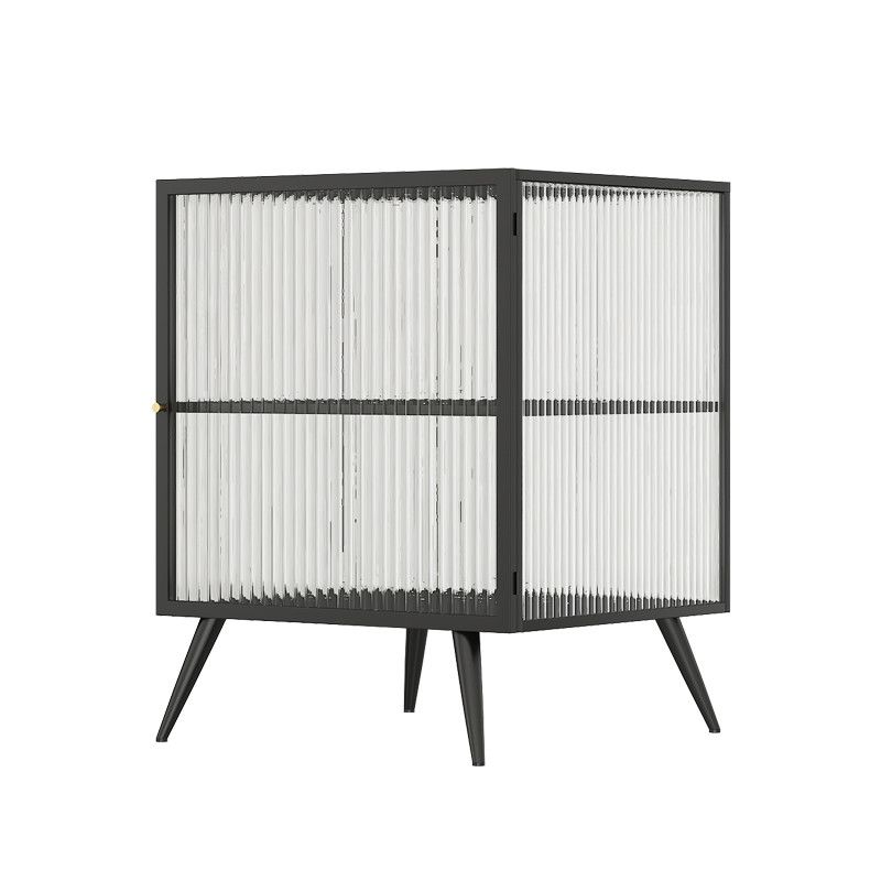 Metal and Glass Bedside Cabinet Modern Minimalist Bedside Table with Legs