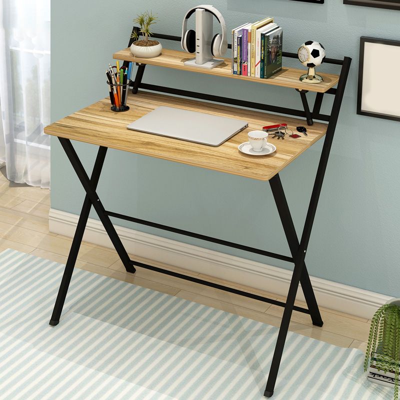 Light Wood Drawing Desk Solid Wood Writing Desk with Bookshelf