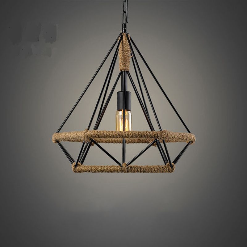 1-licht geometrische kooi hanglamp industrieel vintage stijl metalen hanglamp voor eetkamer