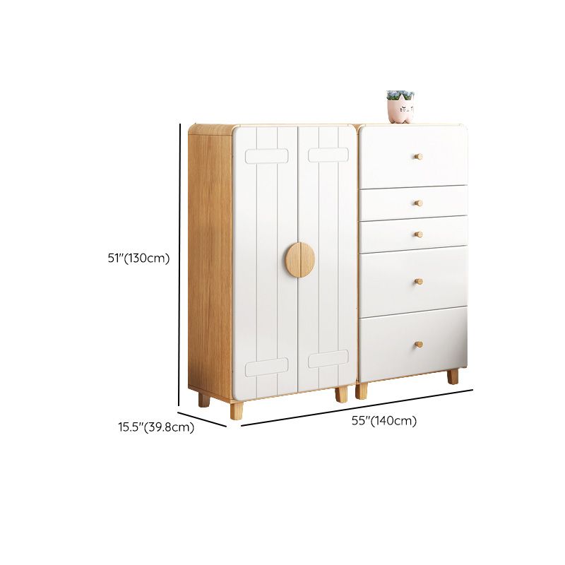 Wooden Modern Coat Locker White Glossy Kids Closet with Garment Rod