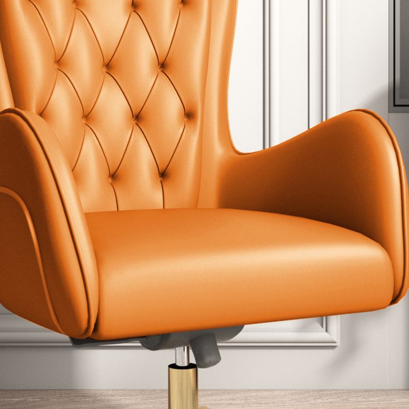 Modern Upholstered Office Chair Mid Back Task Chair with Gold Metal Base