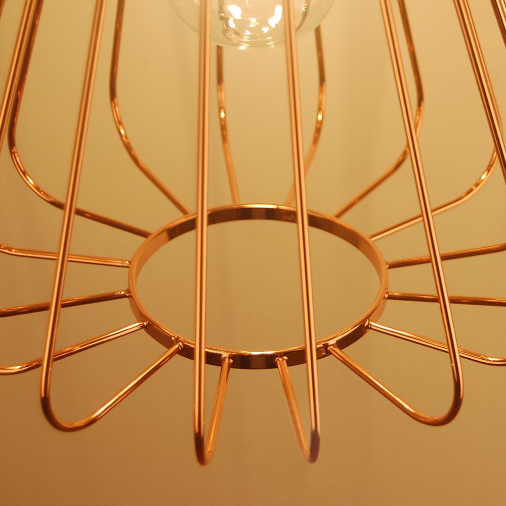 Accensione della sospensione interno a gabbia geometrica Metal 1 Light Brass/Copper Copper Sendering Lighting