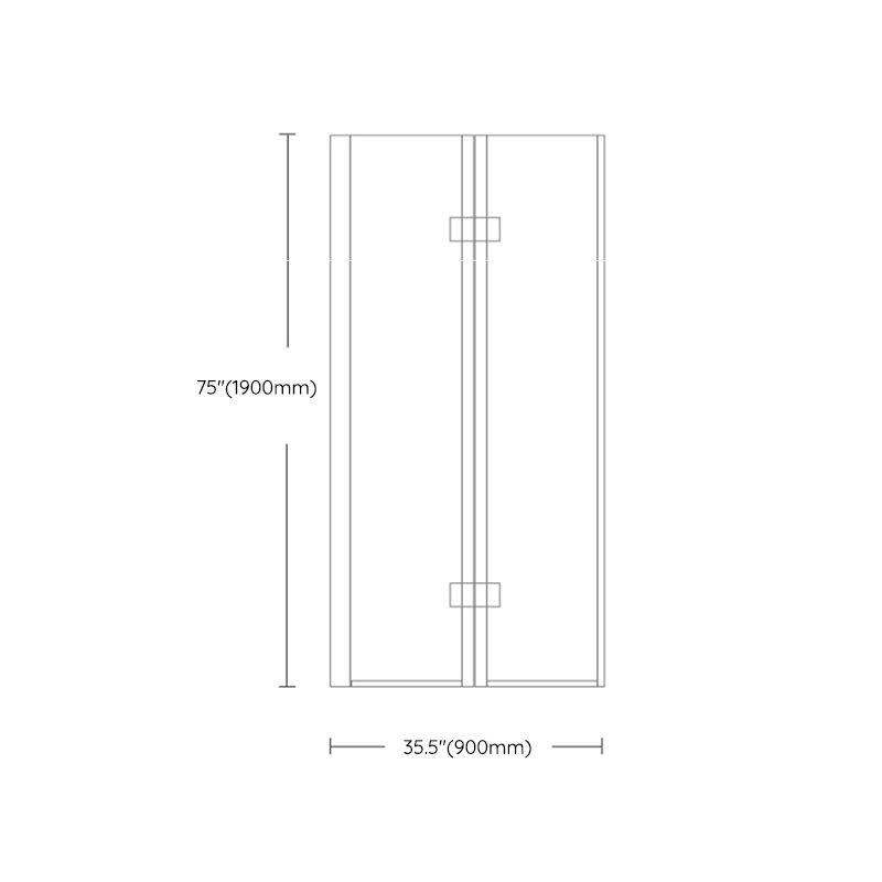 Silver Tempered Glass Folding Hinge Frameless Shower Bath Door