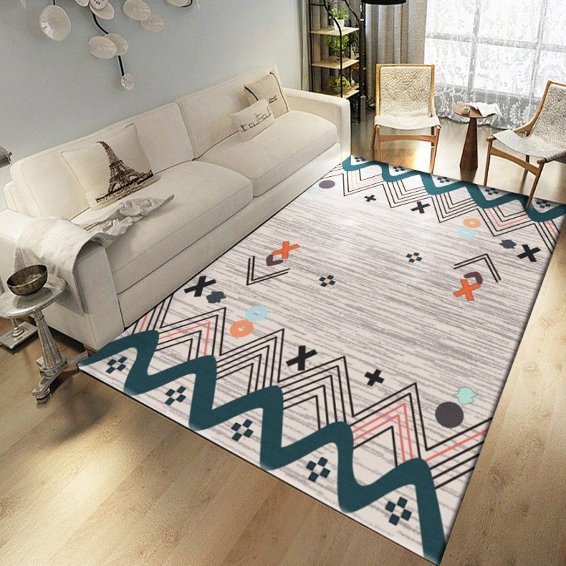 Bohemian Herringbone Print Carpet Polyester Raping Indoor tapis sans glissement Tapis pour salon pour le salon