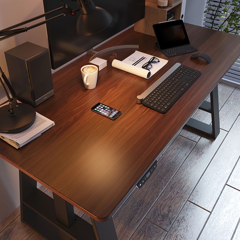 Rectangular Shaped Computer Desk Table Wood Writing Desk in Brown