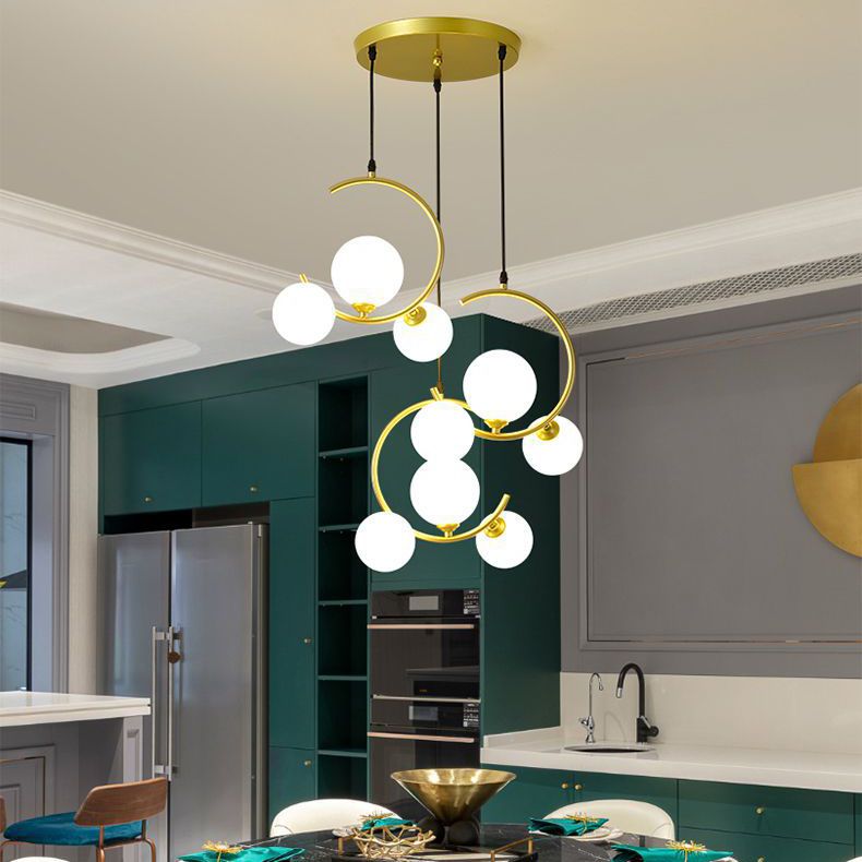 Glass Orbes Chandelier Pendant Modern Style Hanging Lightture pour salle à manger