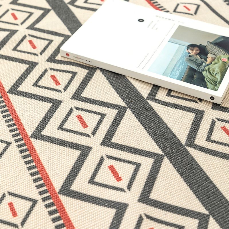 Bohemian Geometrischer Teppich mehrfarbiger Jute-Bereich Teppichtierfreundlicher Maschinenwaschable Easy Care Area Teppich für Schlafzimmer
