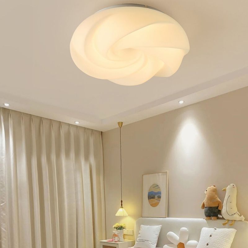 LED Modern Metal Flush Mount Cookie Shape Ceiling Light with Plastic Shade for Living Room