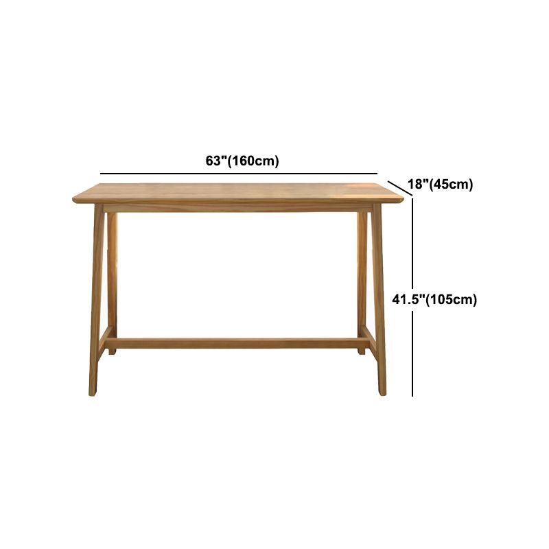 Rectangular Pine Wood Top Bar Table Modern Bar Table with Trestle Base in Nature