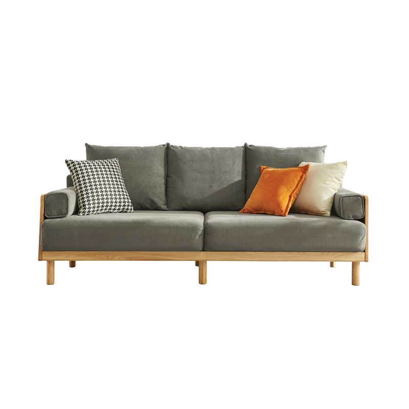 Recessed Arm Sofa Living Room Pillow Back Couch with Solid Wood Frame