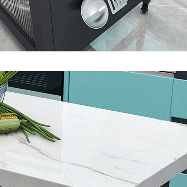 Marble Prep Table with Storage Modern Island Table for Kitchen