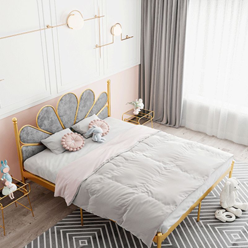 Scandinavian Golden Princess Theme Standard Bed with Panel Headboard