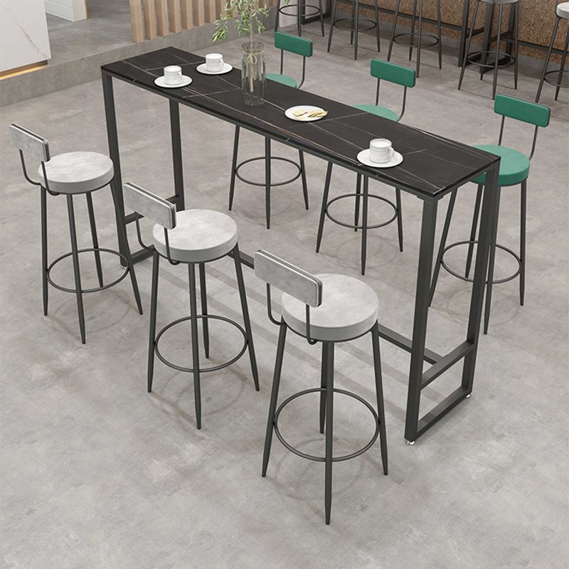 Stone Rectangle Bar Table Contemporary Bar Table with Black Base