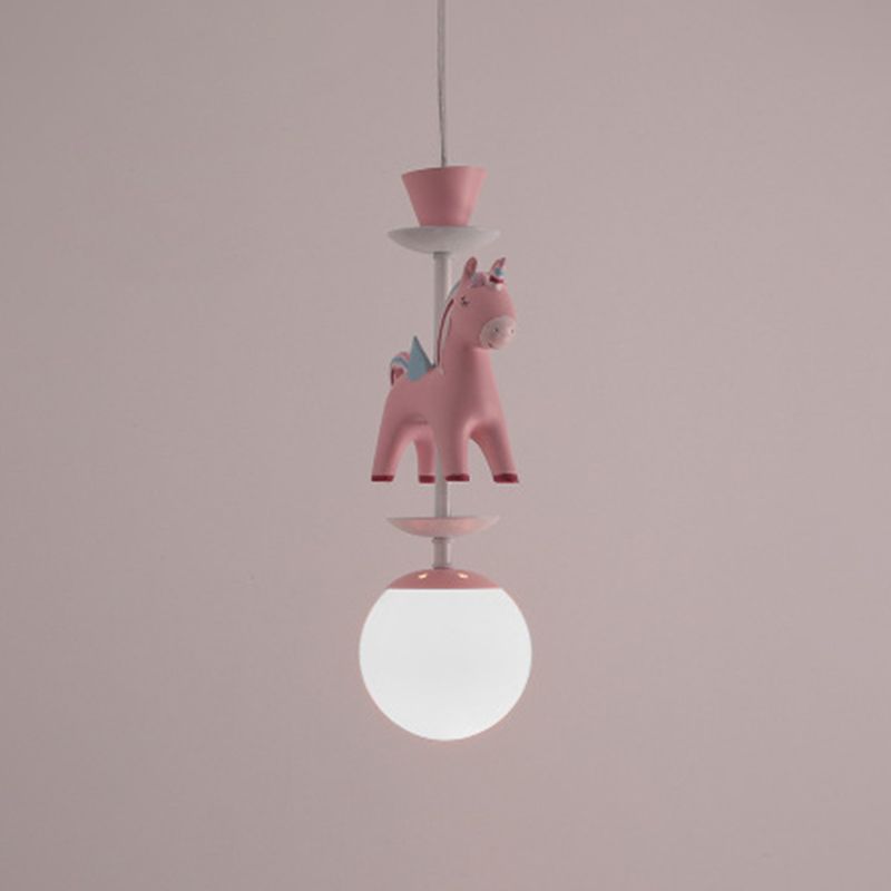 Carousel Hanging Ceiling Light Cartoon Resin Hanging Pendant Light for Girls Bedroom