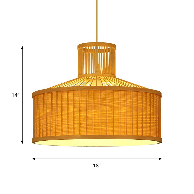 18 "/23,5" a sospensione cilindri larga a sospensione retrò in bambù 1 kit lampadina in legno