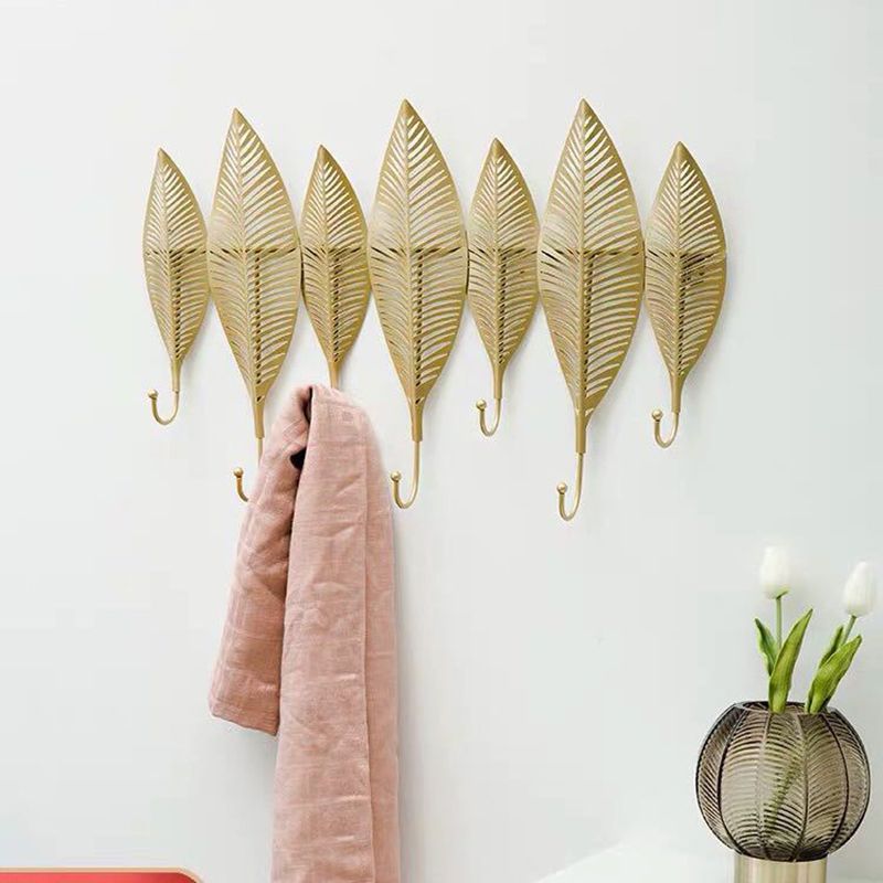 Metal Hall Stand Leaves Shape Wall-Mounted with Hooks Industrial Coat Rack