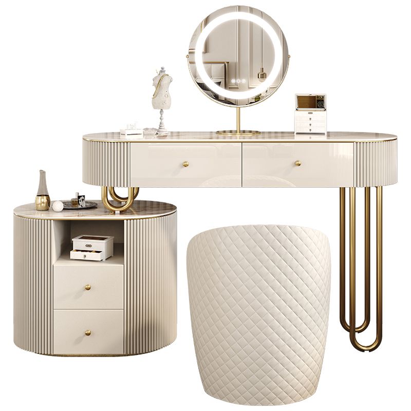 30.7" Tall Dressing Table Set with 4 Drawers Vanity in White