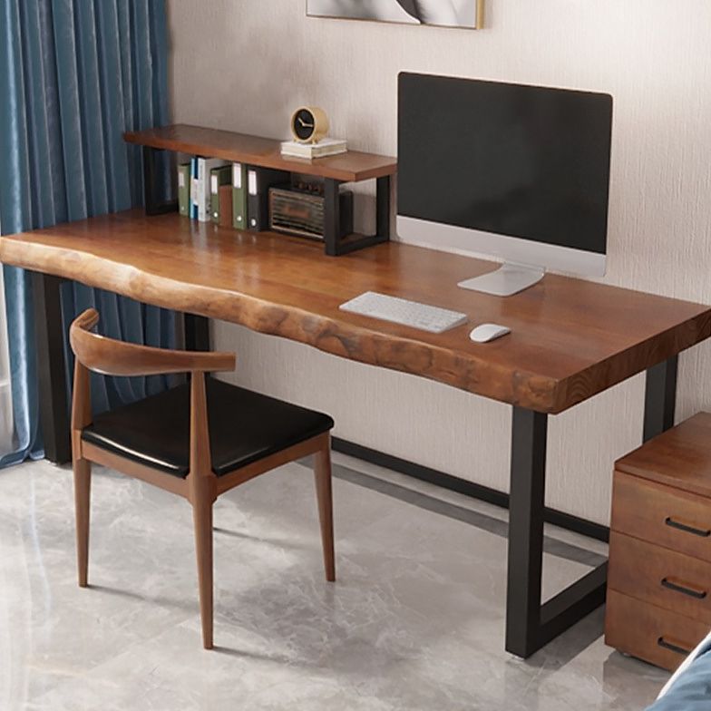 Brown Writing Desk Solid Wood Freeform Shape Home or Office Desk