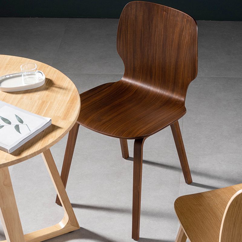 Minimalist Wood Dining Chair for Home Solid Back Armless Dining Chair