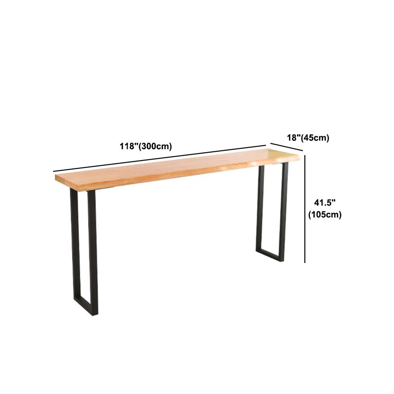 Wood Bar Dining Table Industrial Rectangle Bar Table with Double Pedestal for Dining Room