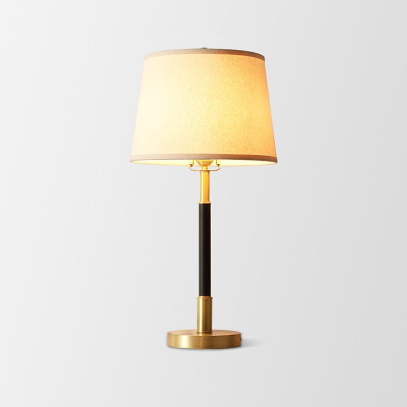 Fabric Barrel Shaded Table Lamp Modern Nightstand Lighting in Gold for Study Room