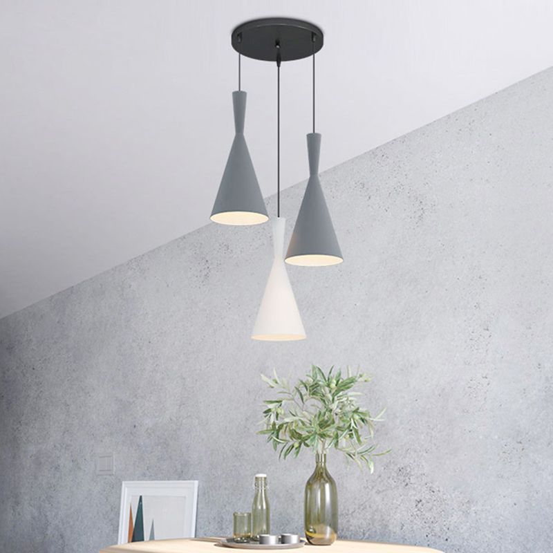 3 Lights Hourglass Hanging Pendant Lights Nordic Style Aluminum Multi Light Pendant for Restaurant