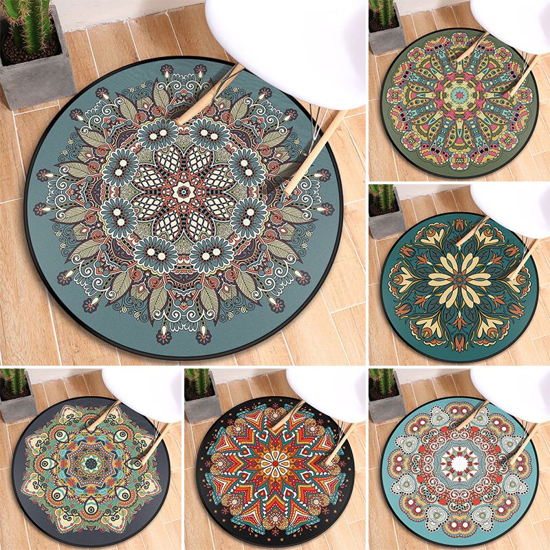 Mandala Tribal Mandala Rug Interior Multi Color Síntesis de alfombra marroquíes Anti-Slip Stain Resistente a mascotas Rug para espacio para espacio