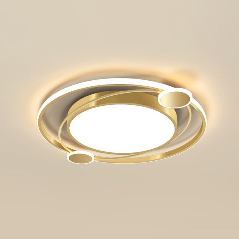 Metalen Ronde LED Flush Light Minimalisme Gold Finish Plafond Mount Lamp voor Slaapkamer