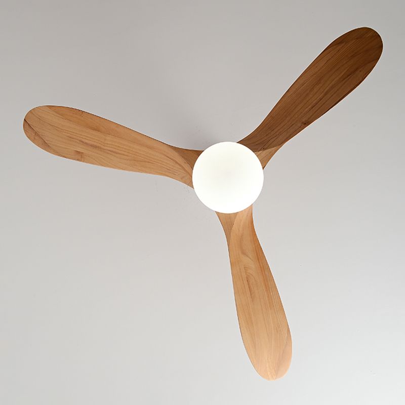 Nordic Style LED Ceiling Fan 3-Blade Fan Lighting with Wood for Bedroom