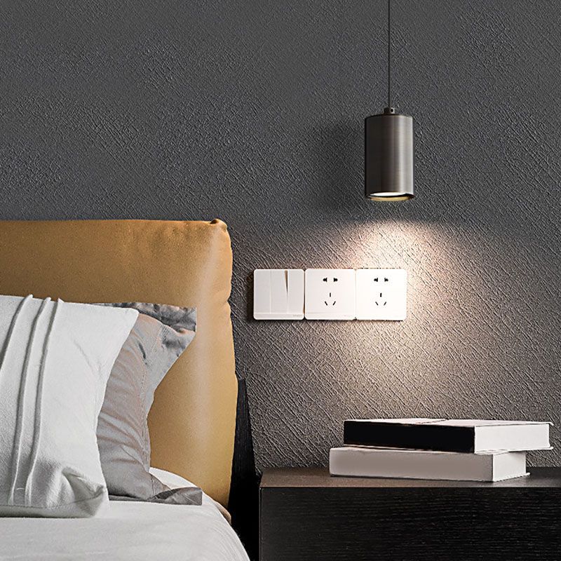 Lampe suspendue à cylindre minimaliste, pendentif en métal moderne pour chambre à coucher