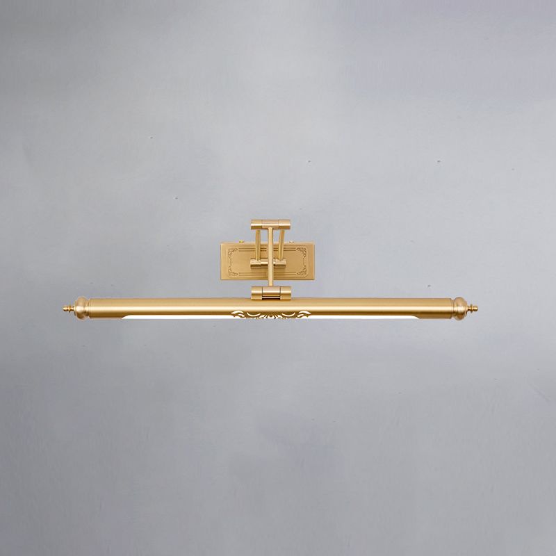 1-Light Linear Shade Wall Sconce Modern Simple Style Mirror Wall Lighting in Brass