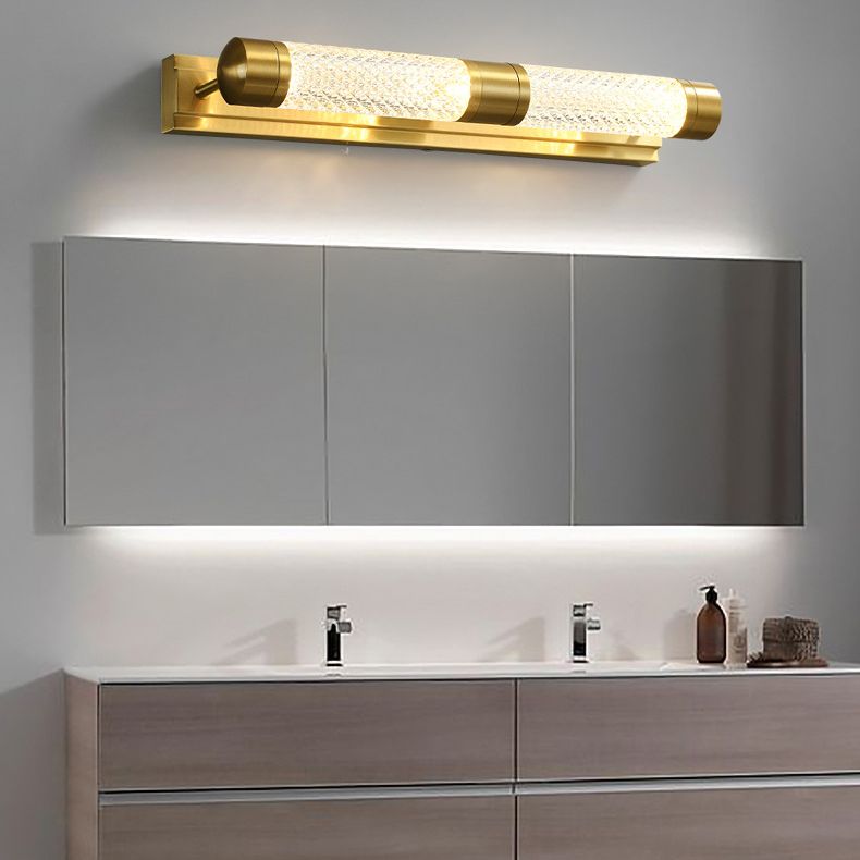 Linear Shade Metal Wall Sconce Modern Multi Lights Mirror Wall Mount Light Fixture in Gold