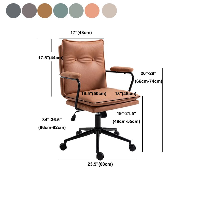 Black Frame Modern Task Chair with Padded Arms Faux Leather Computer Desk Chair