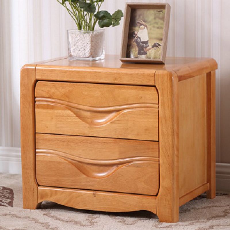 2 Drawers Accent Table Nightstand 19.68" Tall Contemporary Bed Nightstand