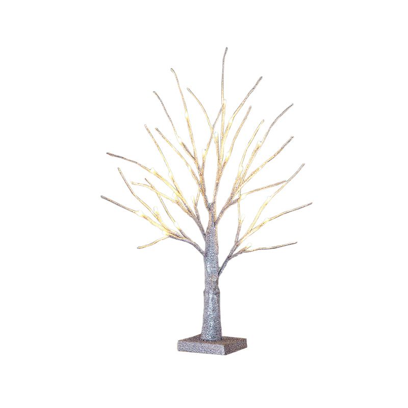 Tree Table Lighting Contemporary Plastic LED Silver Nightstand Light for Dining Room