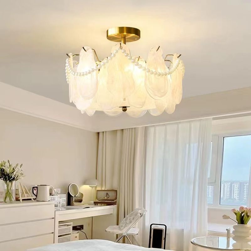 Nordic Simple Glass Shade Ceiling Light Household Flush Mount for Bedroom