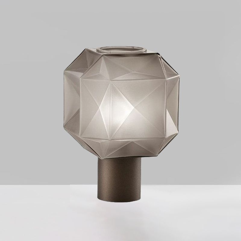 Diamond Geometric Design Glass Table Lamp 11" Wide Nordic Simplicity Style Nightstand Light in Smoke Grey