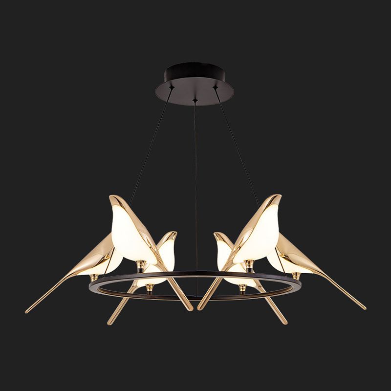 Gold Hanging Lamp Postmodern Style Bird Shape Metal Chandelier Pendant Light