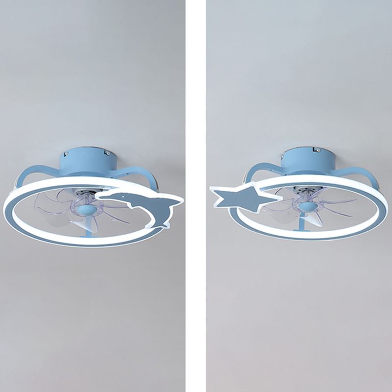 Unique Shape Metal Ceiling Fan Kids Style 2 Lights Ceiling Fan Lamp