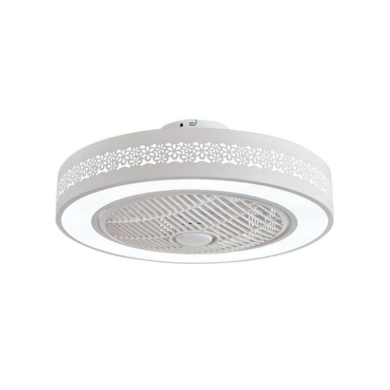 Lámpara de ventilador colgante de acrílico LED redondo de 21.5 "de ancho de ancho Minimalismo Luz de techo de montaje de flush con 4 cuchillas