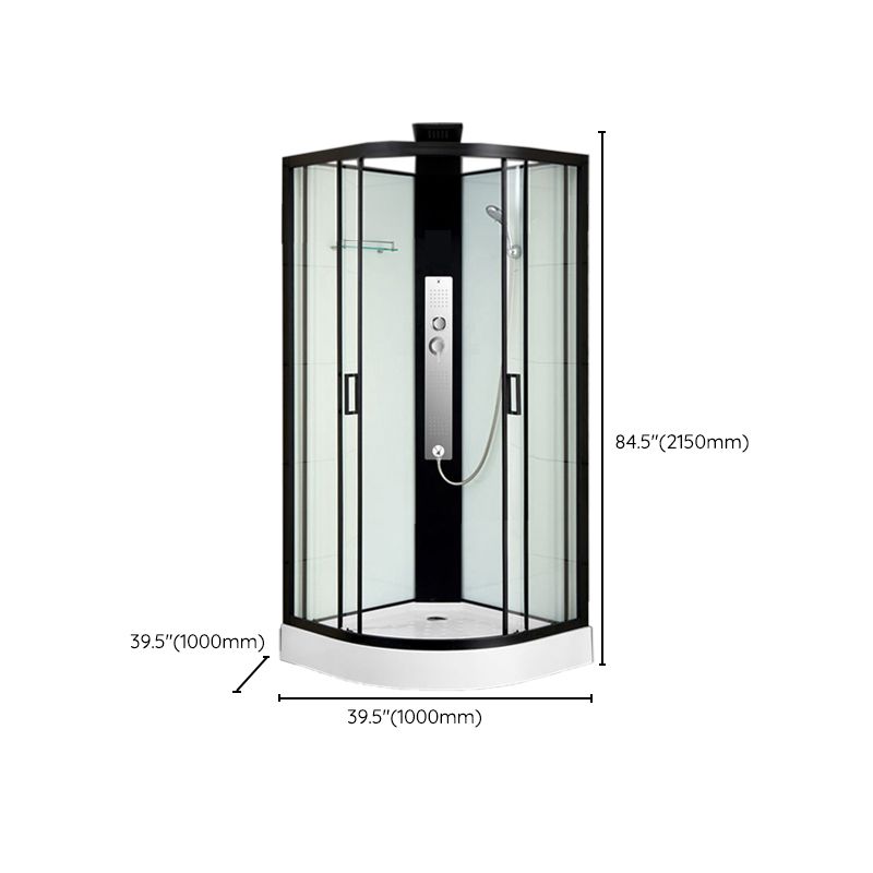 Black Framed Shower Enclosure Double Sliding Round Shower Stall